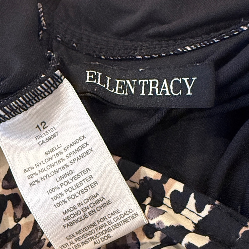 ☀️Ellen Tracy Leopard Print One-Piece Swimsuit - Black and Tan - Picture 2 of 4